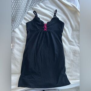 BETSEY JOHNSON INTIMATES | BLACK NIGHT DRESS WITH PINK BOW | SIZE SMALL